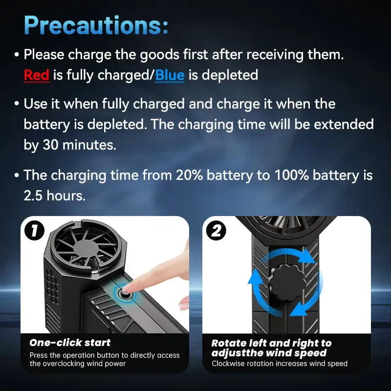 Mini Turbo Jet Fan – 130,000 RPM High-Speed Handheld Blower, 0.77 lbs Lightweight Design, USB-C Fast Charging