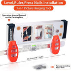 Built-in level detail on the picture hanging tool
