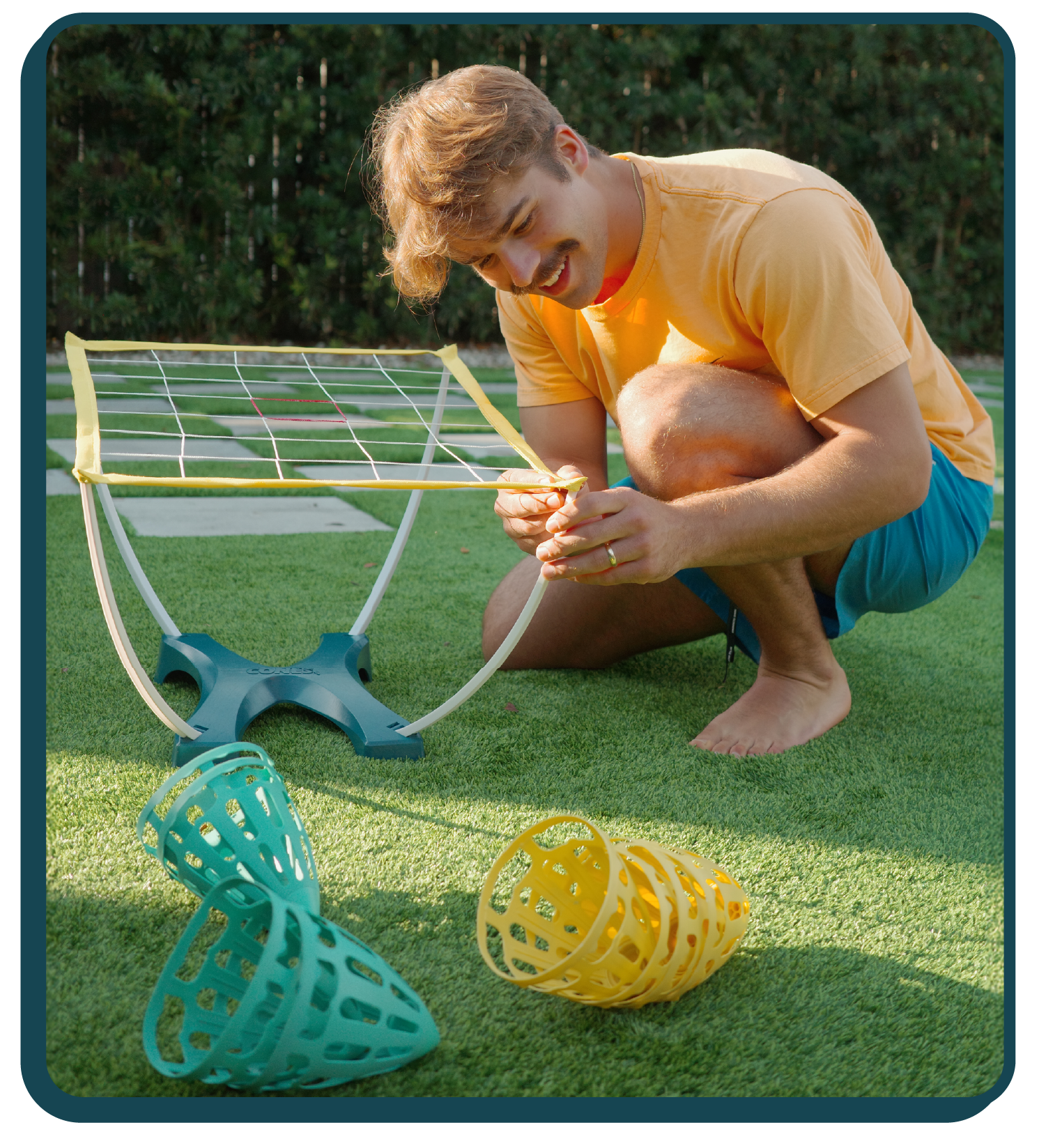 Cone Toss target setup in a backyard